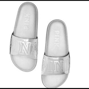 Victoria Secret PINK slides - Silver, Size…